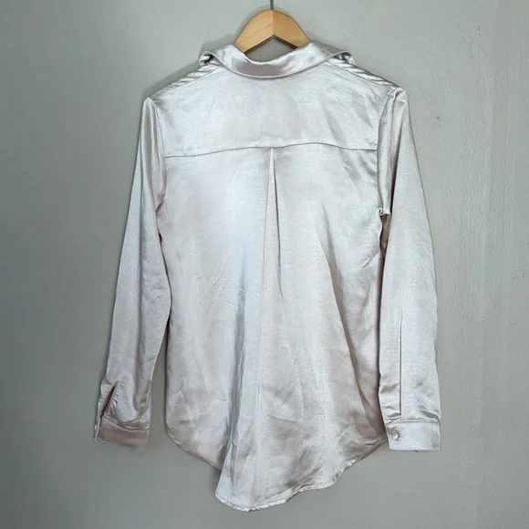 Princess Polly Cream Champagne Satin Blouse 2 - Picture 5 of 6